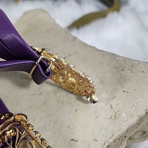 Mimi Di N Signed Gold & Silver Tone Floral & Heart Belt Buckle Clasps 1985 - Picture 10 of 13